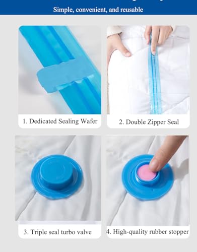 Bolsas de compresión para ahorrar espacio con bomba manual para edredones 7