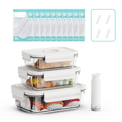 Vacuum Seal Glass Food Storage Containers (3pcs)