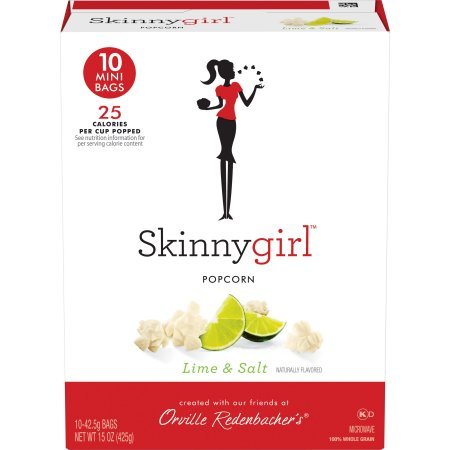 Skinny Girl Lime & Salt Popcorn 10 Mini Bags, 15 Oz. (2 Boxes)