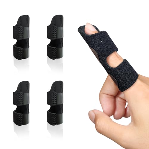 Image of Finger Splint, Universal Trigger Finger Brace for Broken /Arthritis Pain and Sprain Relief, Trigger Finger Splint for Middle, Index, Ring (4 Pack,Black)