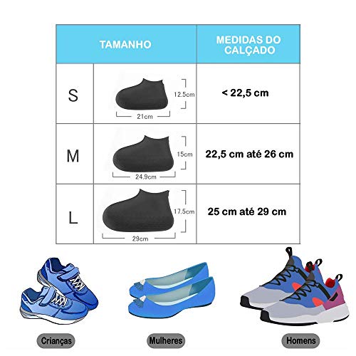 Capa de Chuva Tenis Calçado de Silicone Preto M CBRN11568