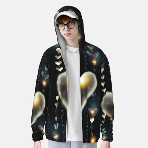 Sun Protection Hoodie Glowing love Jacket Lightweight Long Sleeve Sun Shirts miniatura 2