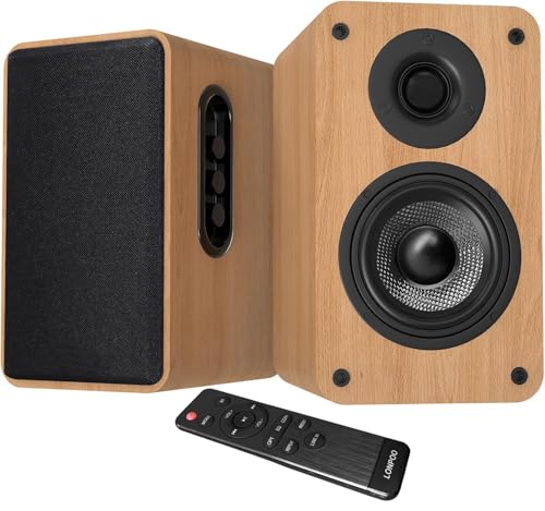 LONPOO Bluetooth Bookshelf Speakers with ARC, 100W Active Powered Speakers, USB/AUX-in/Optical/Coaxial, 4″ Woofer and 1.5″ Tweeter (Log) - Les Beatles, Paul McCartney, John Lennon, RIngo Starr, George Harrison LONPOO Bluetooth Bookshelf Speakers with ARC, 100W Active Powered Speakers, USB/AUX-in/Optical/Coaxial, 4" Woofer and 1.5" Tweeter (Log)