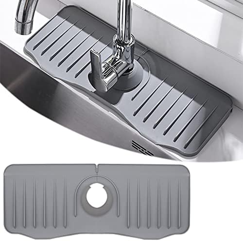 Silikon Spritzschutz Für Wasserhahn - Graue Abtropfmatte Für Küche & Bad