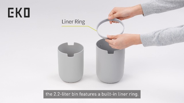 Image of EKO Fandy 0.58 Gal /2.2L Mini Trash Can with Lid, Swing-Top Desktop Trash Can for Bathroom, Countertop, Vanity, Desk or Office, Small Garbage Bin (Grey)