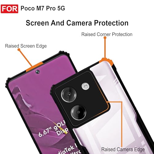 Image of Zapcase Back Case Cover for Poco M7 Pro 5G | Compatible for Poco M7 Pro 5G Back Case Cover | Clear Case with Camera Protection | (TPU + PC | Matte Black)