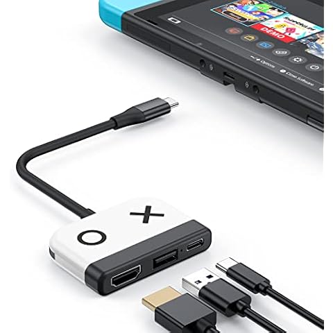 RREAKA Upgraded USB Type C to HDMI Digital AV Multiport Hub,USB-C(USB3.1) Adapter PD Charger for OLED Switch/Nintendo Switch,Portable 4K HDMI Dock for Samsung Dex Station Travel TV Docking Station Cover