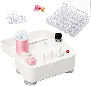 Bobbin Winder for Sewing Machines Easy to Carry Portable Automatic Bobbin Winding Machine with 25Pcs Plastic Bobbins for Sewing and Crafts Use