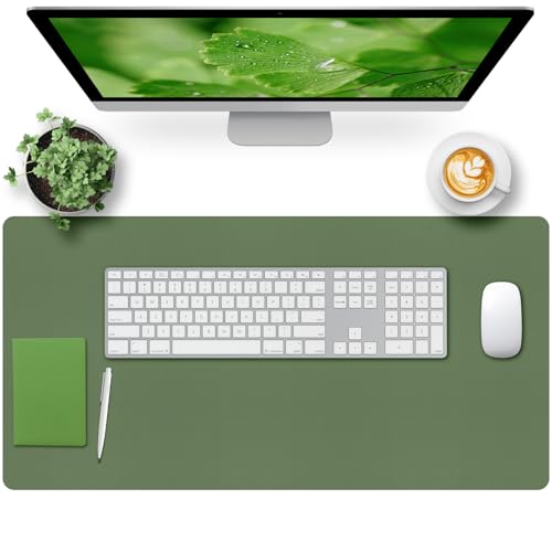 Image of Bloss Green Desk Mat, Desk Matt for Desktop, Large Leather Desk Pad, Desk Pad Mat Waterproof, Computer Mat for Office /Home /Decor /Desk Protector(31.5 x 15.7 Inches)