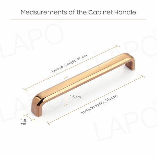Image of LAPO 6 Inch Drawer Handles for Kitchen, Long Rosegold Pulls for Pooja Mandir, Wardrobe, Almirah, and Cupboard,Controlled and Stable Grip (450mm, Rosegold Finish, Pack of 2)