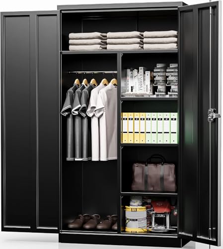 INTERGREAT Metal Wardrobe Cabinets with Lock, 72'...