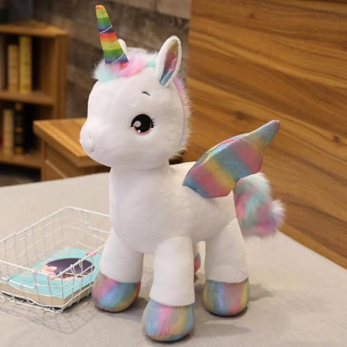 Image of Tickles Cute Rainbow Unicorn Horse Soft Stuffed Plush Animal Toys for Kids Boys & Girls Birthday Gift (Color: White Size: 30 cm)