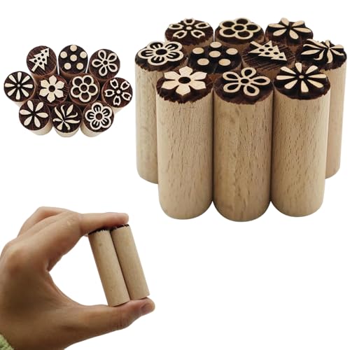 SZSMW 10 selos para cerâmica - Ferramentas de cerâmica selo - selo para cerâmica de madeira - pode ser usado em cerâmica, moldes de argila, artesanato e também em bolos e pinturas