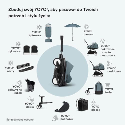 Stokke YOYO gondola, Aqua - dla dzieci do 6 miesiąca życia lub do 9 kg - zawiera półtwardą skorupę, podwójny materac i osłonę na nóżki - wymaga stelaża YOYO (sprzedawany oddzielnie)