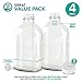 Stock Your Home Half Gallon Glass Milk Bottle with Lid (4 Pack) 64 Oz Jugs and 8 White Caps, Reusable Food Grade Milk Container for Refrigerator, Bottles for Juice, Oat or Plant Milks, Water, Honey