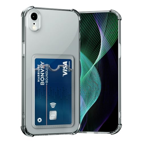 Image of AKABEILA Case for iPhone XR Clear Black Cute Phone Case Soft TPU Wallet Case Slim Bag Cover Shockproof with Card Slot Holder