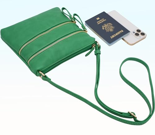 Image of Solene Small Multi Zipper Pocket Crossbody Bag with Adjustable Strap, Lightweight Travel Purse, Daily Small Messenger Pouch
