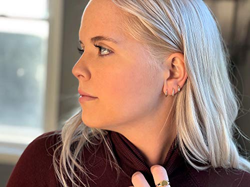 18K Gold Plated Sterling Silver Gem Flower Clicker Mini Cartilage Hoop Earrings | Cubic Zirconia Paved Tiny Huggie Hoops2