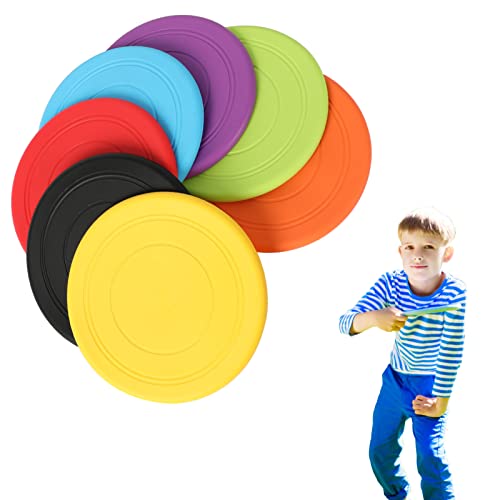 tipatyard 7 Pack Soft Silicone Frisbee for Kids Safe,7 inch Kids Flying Disc Toy Lawn Game Disk Flyer for Kindergarten Teaching Outdoor Colorful