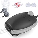 HITOP Aquarium Air Pump with Accessories, Silent Oxygen Pump for Aquarium, Whisper Aerator for Fish Tank 30L to 400 Litres (BLACK -GRAY)