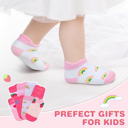 8 Pairs Toddler Gripper Socks, Non-Slip Breathable Cotton Socks for Kids Anti-skid Ankle Socks for Boys & Girls3