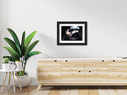 Image of TenorArts Satoru Gojo Poster Jujutsu Kaisen Anime Laminated Posters Photo Frame Painting with Matt Finish Black Textures (12inches x 9inches)