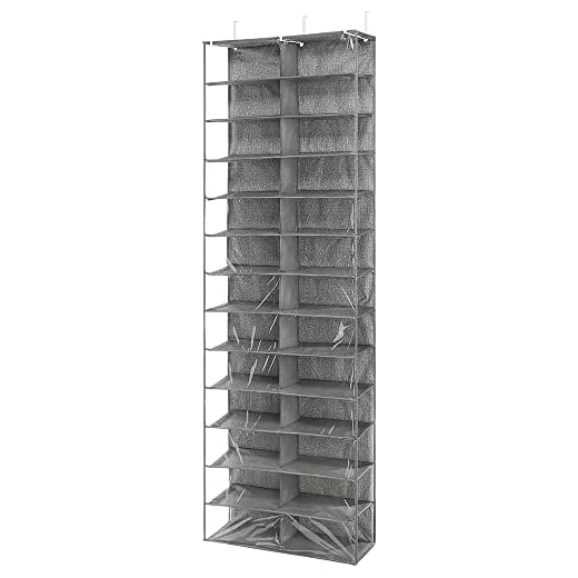Whitmor Over The Door Shoe Shelves - 26 Sections - Crosshatch Gray