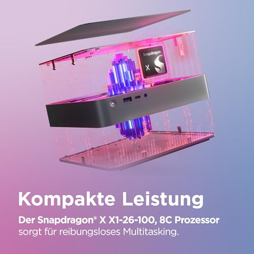 Lenovo IdeaCentre Mini x Desktop-PC | Copilot+ PC | Snapdragon X X1-26-100 | 32GB RAM | 1TB SSD | Qualcomm Adreno Grafik | Windows 11 | Luna Grau | 1L | 3 Monate Premium Care