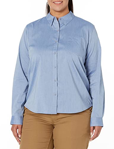 Dickies Women's Long Sleeve Stretch Poplin Work Shirt, Limoges, Extra Small #TOP3