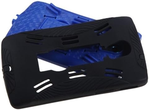 Disassembled MYBAT Symbiosis case showing the separate black silicone outer layer and blue hard plastic inner layer.