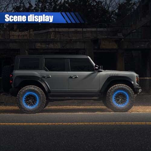 Image of 16PCS 17''-19'' Reflective Wheel Rim Stripe Decal Sticker, Universal Night Safety Tape Reflective Stickers, Waterproof Tire Rim Decoration Stripe Decals for Motorcycle, Car, Bicycle (Blue)