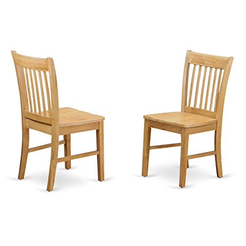 East West Furniture Wooden Dining Table Set 7 Pc - Wooden Chairs Seat - Oak Finish Kitchen Table and Structure