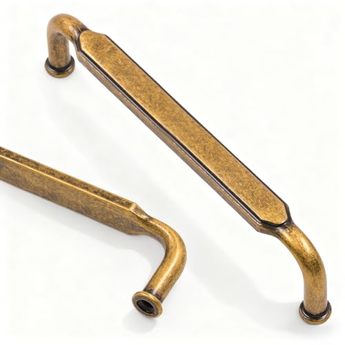 Asidrama 10 Pack 5 Inch(128mm) Brushed Antique Brass Kitchen Cabinet Handles Antique Brass Cabinet Pulls Cabinet Hardware for Cupboard Drawer by Asidrama - Used condition - US$28.58