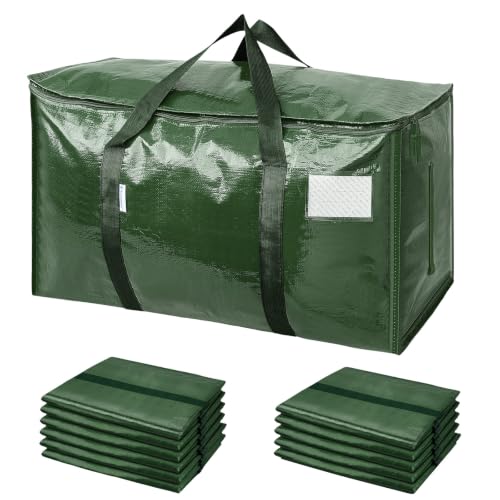 Image of TICONN 12 Pack Extra Large Moving Bags Heavy Duty with Zippers & Carrying Handles, Durable Storage Bags Moving Boxes for Closet Organizers and Storage (12 Pack, Olive)