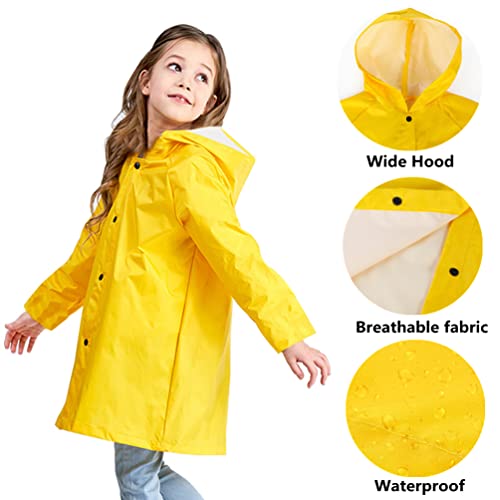 Kids Rain Jacket - Waterproof Boys Girls Raincoat Yellow Breathable Hooded Rain Coat for Girls Boys Toddler3