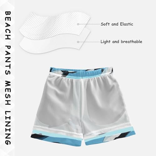 Boys Beach Board Shorts Orcas Whale Sea Blue Swim Trunk Teen Swimwear 8-16Y4