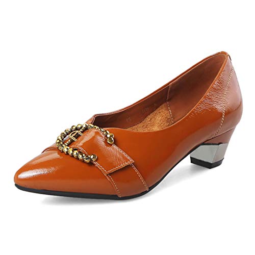 Energyers Classic Cow Genuine Leather Woman Shoes Sexy Pointed Toe Elegant Chunky Heels Office Lady Shoes Women Pumps