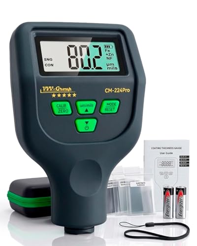 Paint Thickness Gauge – CM-224Pro Automotive Coating Thickness Meter 0–59.1 mils (0–1500 µm), 0.01 mils (0.1 µm) Resolution, Fe/NFe/Zn Auto Detection, Auto Calibration (Fe/Al/Zn)