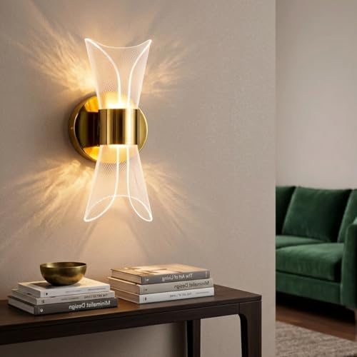 Image of fizzytech Crystal Aura LED Wall Light, Gold Finish Decorative Wall Lamp with 3 Colour Changing Modes for Living Room, Bedroom, Hallway & Home Decor