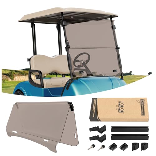 10L0L Golf Cart Windshield for Yamaha Drive/G29 Gas or Electric (2007-2016 Models) Shatterproof and Foldable- Clear & Tinted (Tinted)