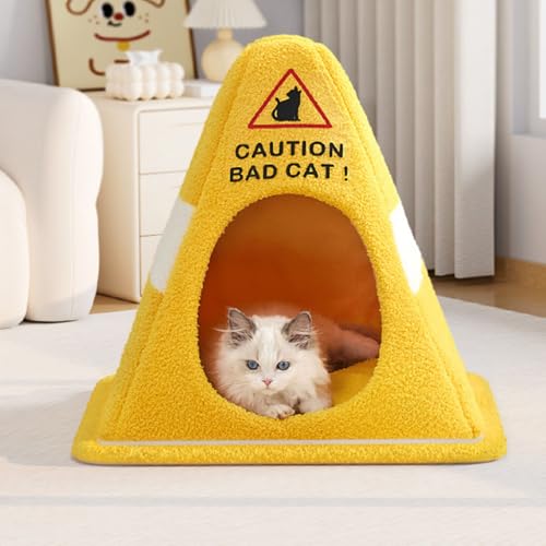 猫 ベッド 暖かい ペットハウス 冬用 ペットベッド 小型犬向け 猫ハウス 洗える 犬ベッド 可愛い 犬ハウス 防寒対策 室内 滑り止め ふわふわ ぐっすり眠る クッション付き 猫犬用 保温 快適 Qイエロー