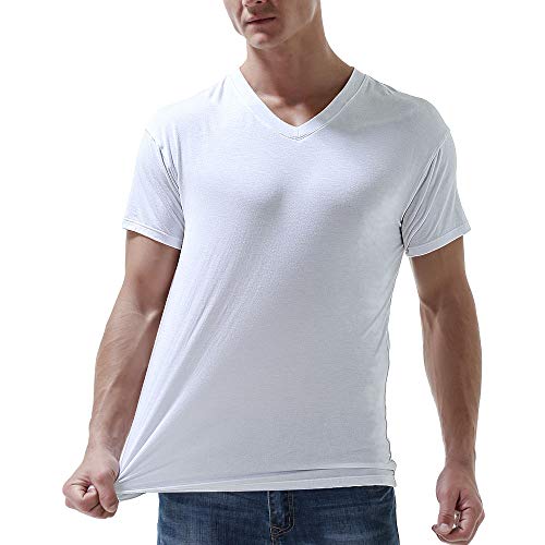 AORGSVI Mens V-Neck T-Shirts Soft Comfy Tees Short Sleeve Modal Stay Tucked Undershirts for Men 3-Pack Multipack2