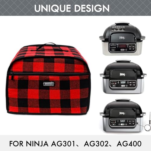Image of BAGSPRITE Dust Cover Compatible with Ninja Foodi Air Fryer, Foodi Grill (AG301, AG302, AG400), Appliance Cover with Pockets for Ninja Accessories, Buffalo Check