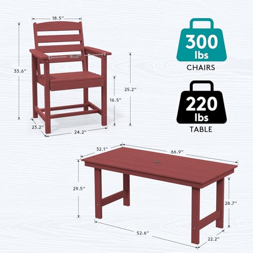 Image of SERWALL Patio Dining Chair Set of 2, Red