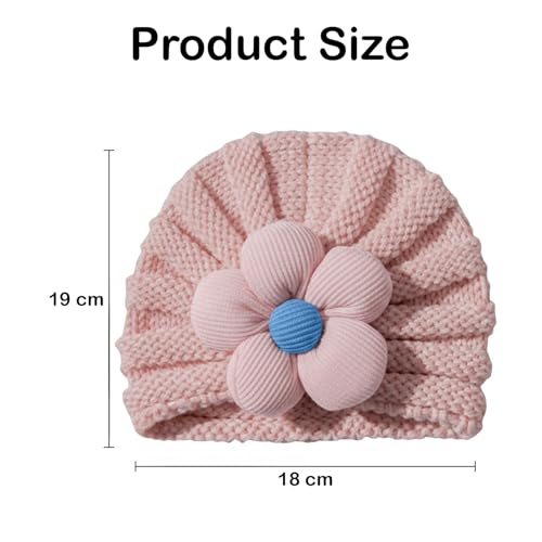 Image of SYGA Baby Cap Flower Wool Warm Knitted Streachable Hat Infant Toddler Baby Cap 0-3 Years