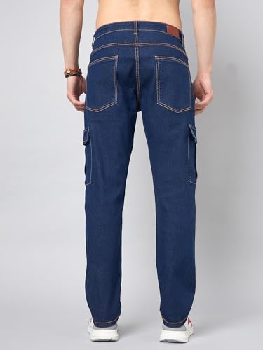 Image of STUDIO NEXX Men's Loose Fit Cargo Jeans| Stretchable | Cargo Denims | Utility Pockets