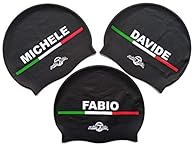 CHOOSE YOUR NAME IN THE DISPLAYABLE. PRODUCT IMAGE IS ONLY AN EXAMPLE. Silicone cap 50 g, adult one size. Personalised with your name Unique on Amazon! Italy blue colour. The inside of the cap is properly knurled for maximum adhesion | Photos are exa...