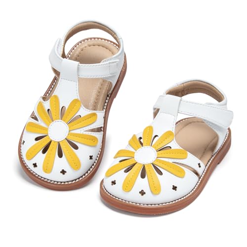 Image of Kolan Toddler Girl Sandals Open Toe Flat Princess Dress Shoes Little Kids