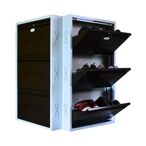 Image of I Metal Shoe Rack I Slim and Wall Mounted I 3 Shelves (Brown Colour) I Coad LC 2M-03 BR I Height 43 Inchs, Width 24 Inchs, Depth 5.5 Inchs I 3 Years Warranty.