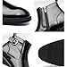 Men's Patent Leather Low Heel Dress Chelsea Boots with Side Zipper Pointed Toe Warm Fur Lined Non Slip Casual Booties Fashion Buckle Work Business Prom Ankle Boots (Black,8.5)